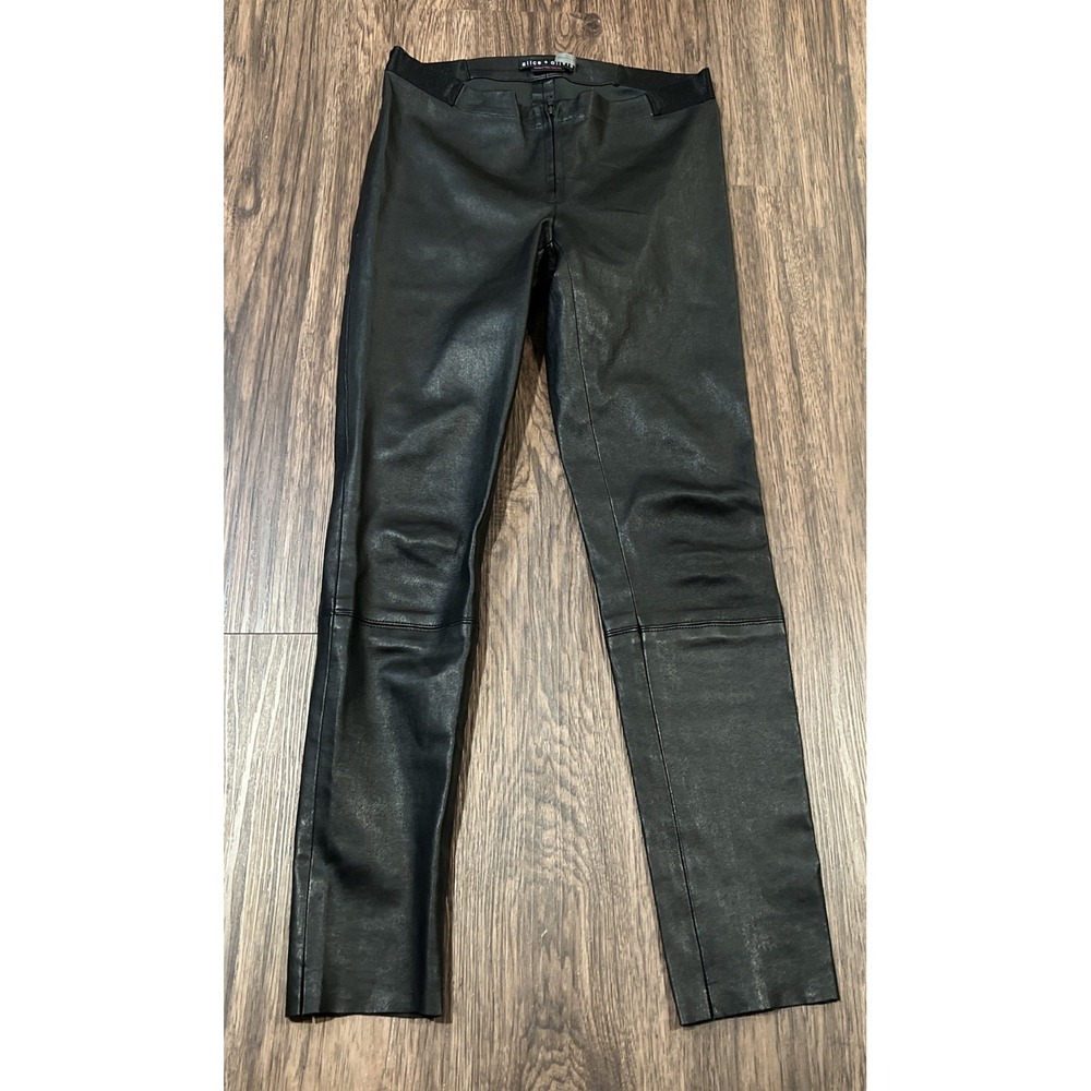 ALICE+OLIVIA leather elastic waist cropped legging pants size 6